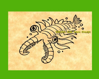 Angry Anomalocaris Burgess Shale Fossil Rubber Stamp