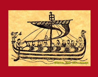 Norman Ship Bayeux Tapestry Rubber Stamp