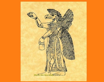 Assyrian Annunaki Bird Deity Rubber Stamp