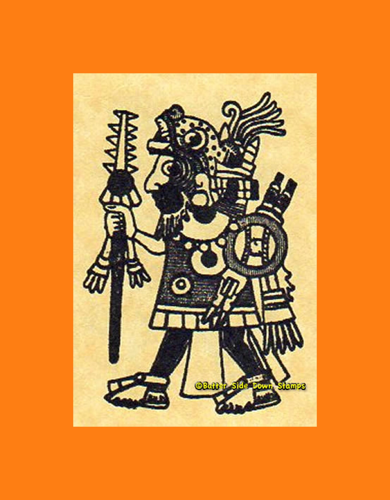 Aztec Jaguar Warrior Rubber Stamp - Etsy