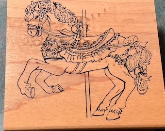 Carousel Horse Rubber Stamp Embossing Arts