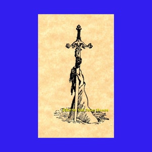 Lady of the Lake Excalibur King Arthur Rubber Stamp