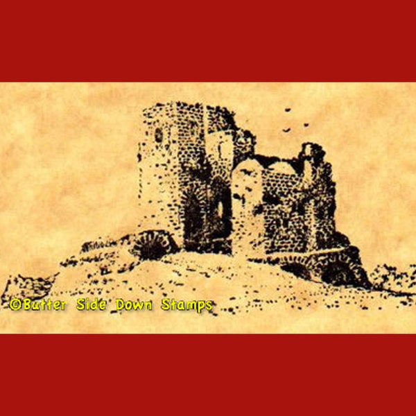 Castle Ruins Medieval Rubber Stamp