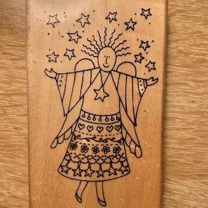 星の付いた大きな天使のゴム印 アニタの中古品