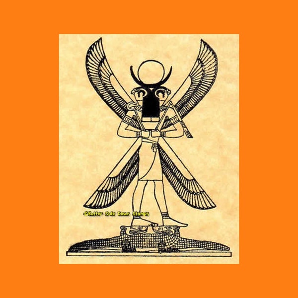 Dual Falcon Egyptian Khensu Moon God Rubber Stamp