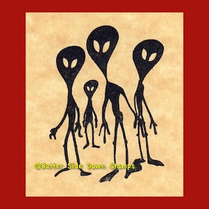 UFO Alien Visitors Rubber Stamp