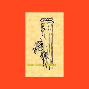 Skeleton Peeking Pirate Rubber Stamp