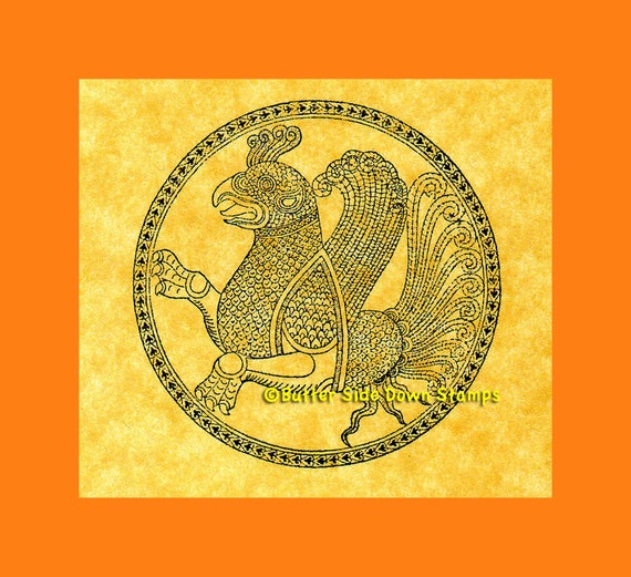 Uitgebreid puree Lichaam Simurgh Persian Phoenix Rubber Stamp - Etsy