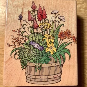 1996年 野生の花の樽 バスケット ゴム印 ヒーローアーツ 中古