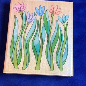 Inkadinkado の Tall Flowers ゴム印 中古品