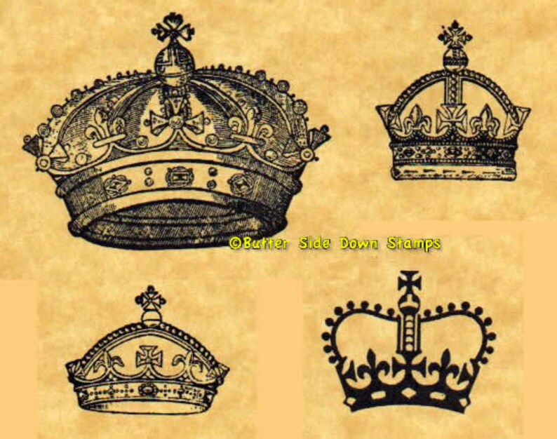 Royal Crown Set of 4 Different Rubber Stamps