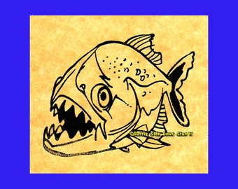 Piranha Fish Rubber Stamp