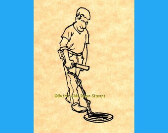 Timbro in gomma per cacciatore di tesori con rilevamento di metalli