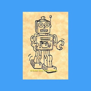 Retro Toy Robot Rubber Stamp