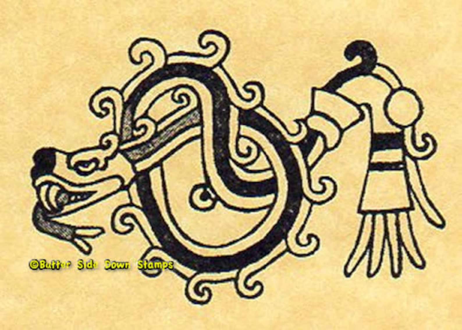 Aztec Feathered Serpent Rubber Stamp - Etsy