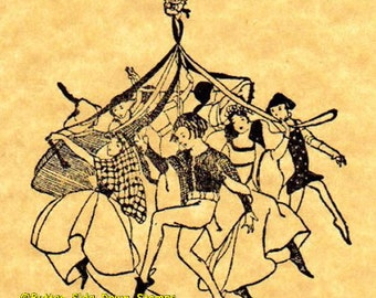 Maypole Dance Rubber Stamp