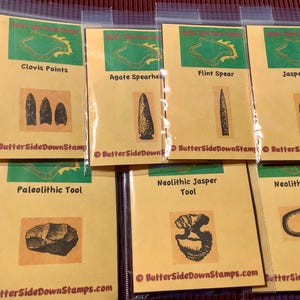 7 pc Stone Age Tool Unmounted Rubber Stamp Set