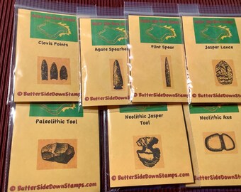 7 pc Stone Age Tool Unmounted Rubber Stamp Set