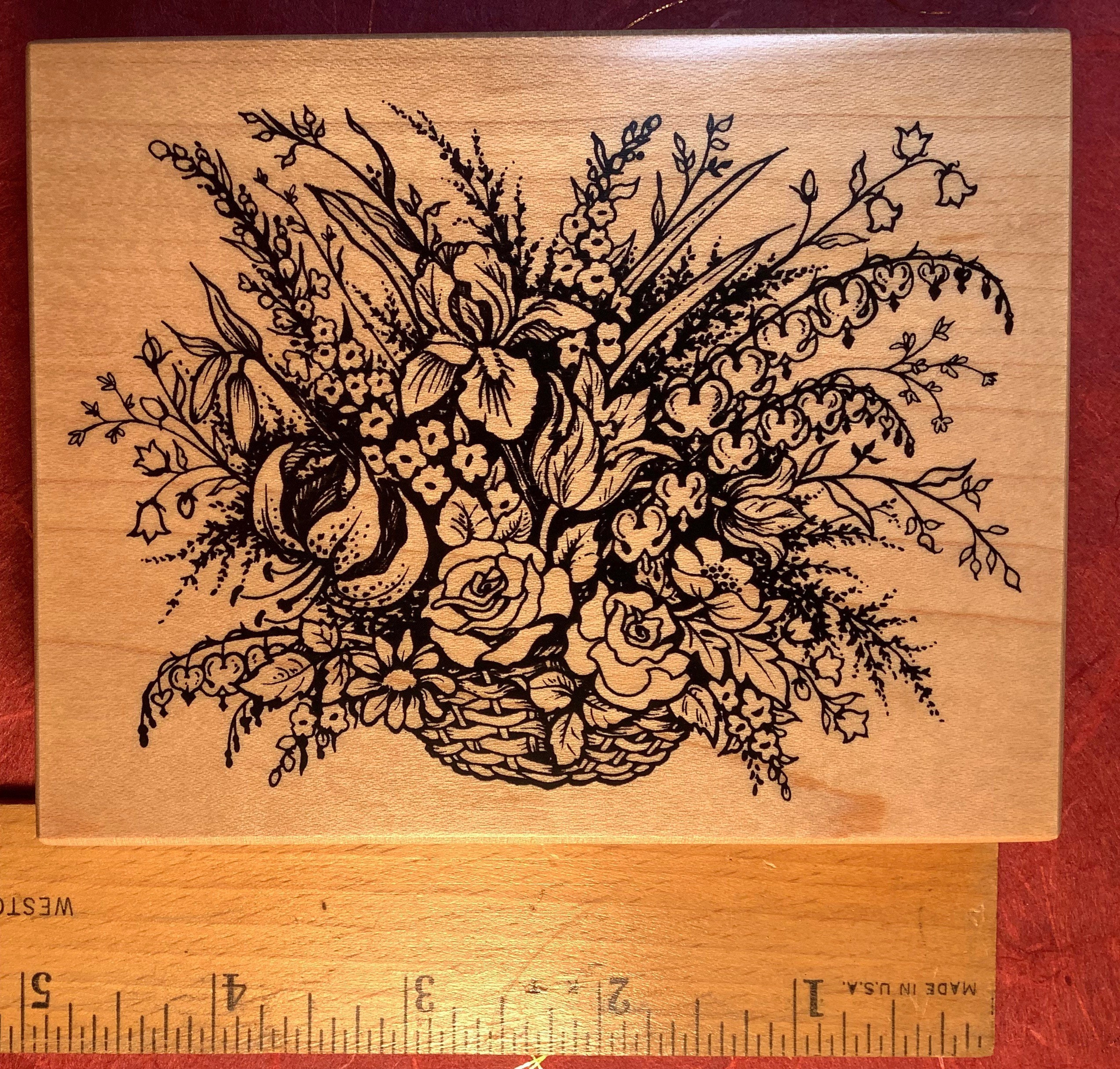 PSX Botanical Flower Basket Rubber Stamp K-787 New Old Stock - Etsy