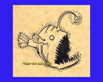 Anglerfish Deep Sea Fish Rubber Stamp