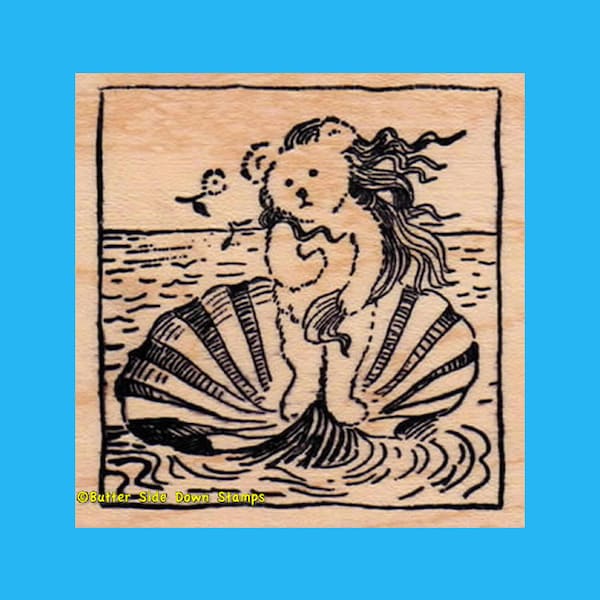 The Birth of Venus Teddy Bear Rubber Stamp