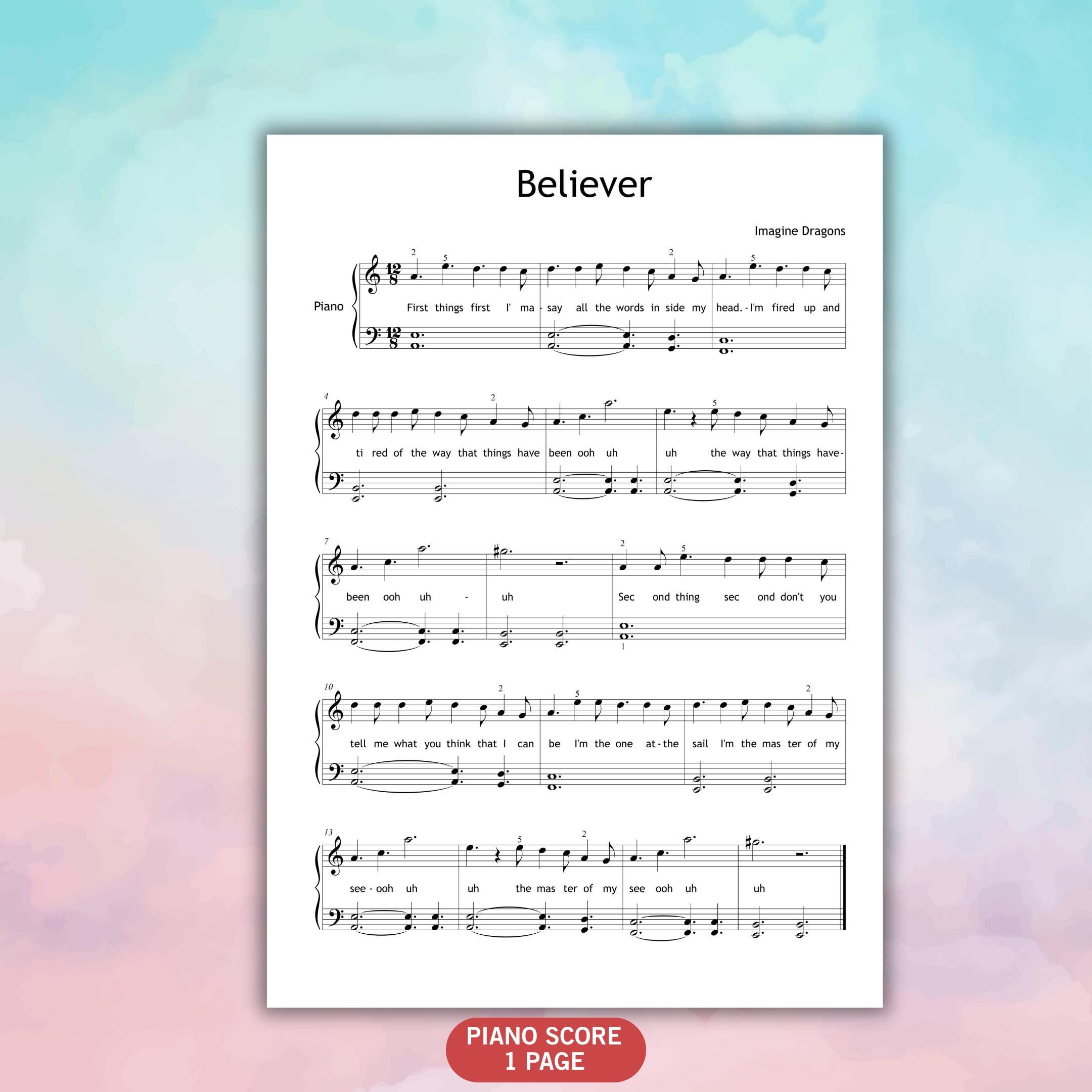 Believer Sheet Music - Etsy