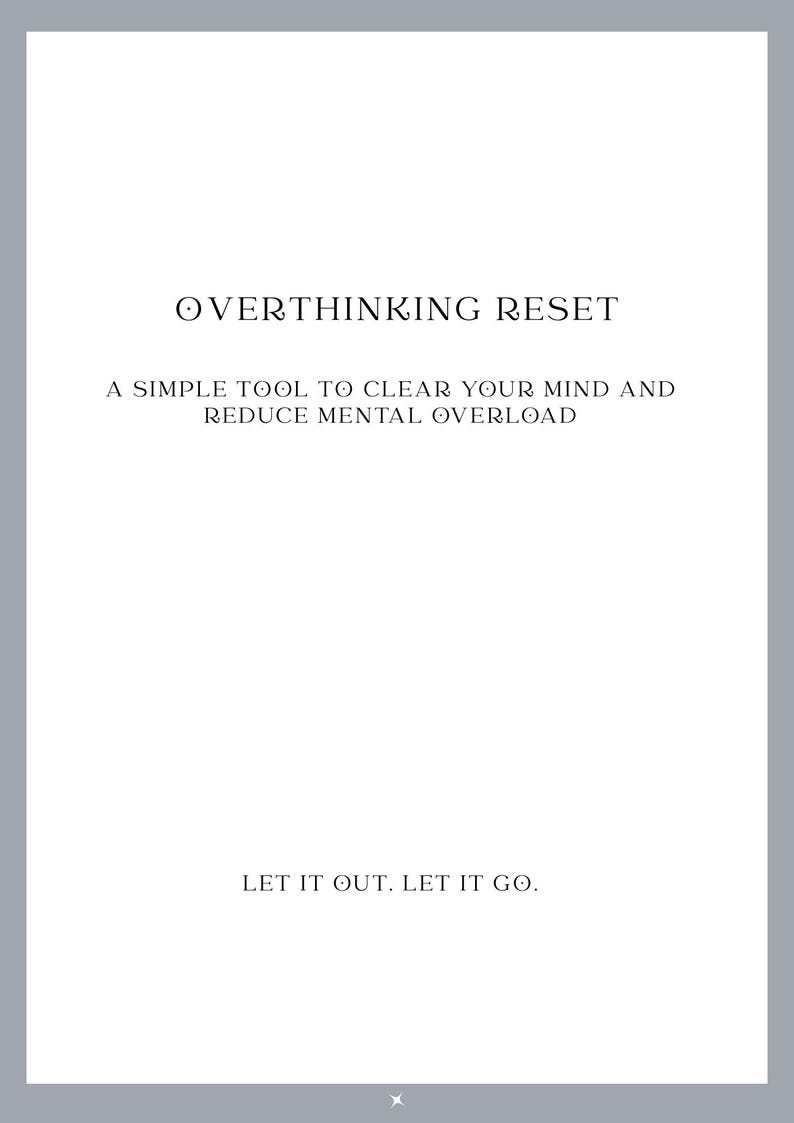 Overthinking Reset Worksheet | Stop Overthinking Printable | Anxiety ...