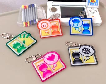 Tomodachi Life Keychain, Frutiger Aero Bag Charm, Y2K Retro Tech Accessory, 6cm Glossy Design
