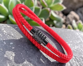 Herren Seilarmband mit Magnetverschluss, Edelstahl-Double-Layer-Schnurarmband, Minimalist einstellbar