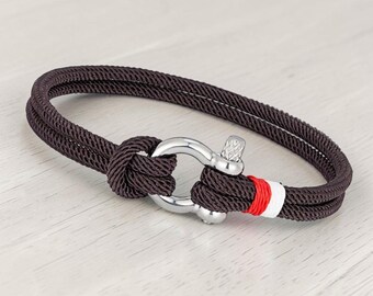 Verstellbares Armband aus nautischem Seil, Edelstahl-Schäkel, minimalistischer Unisex-Schmuck