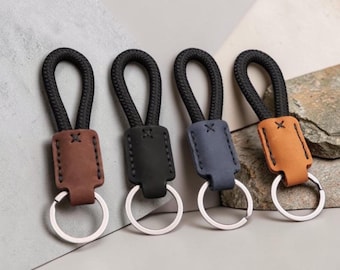 Leder-Auto-Schlüsselanhänger, minimalistischer Schlüsselring, langlebiger Schlüsselhalter für Männer