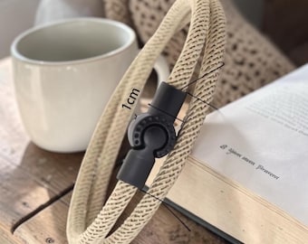 Minimalistisches Männer Seil Armband, Doppelschicht Geflochtenes Schnur Armband, Magnetverschluss Schmuck Geschenk