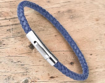 Geflochtenes Lederarmband für Herren, minimalistisches gewebtes Armband mit Metallverschluss