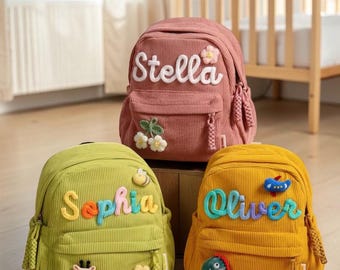 Personalisierter Kleinkindrucksack, Schultasche mit benutzerdefiniertem Namen, bestickter Kinderrucksack, Kindergartentasche, Schulanfanggeschenk, Mini-Teddy-Rucksack