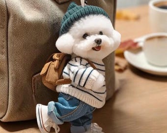 Welpe Rucksack Schlüsselanhänger, Acryl Puppe Anhänger, Mini Taschenanhänger, Geschenk Freunde