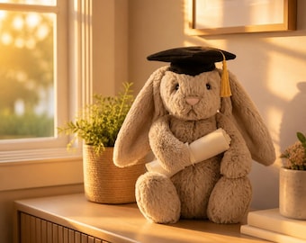 Jellycat Graduation Bunny Plush, Bunny Stuffed Animal with Diploma, Soft Gift for Graduate, Nursery Decor