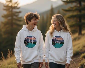 Youth Banff National Park Hoodie, Mountain Hoodie, Nature Sweatshirt, Outdoor Graphic Hoodie, Canada Hoodie, Hiking Hoodie