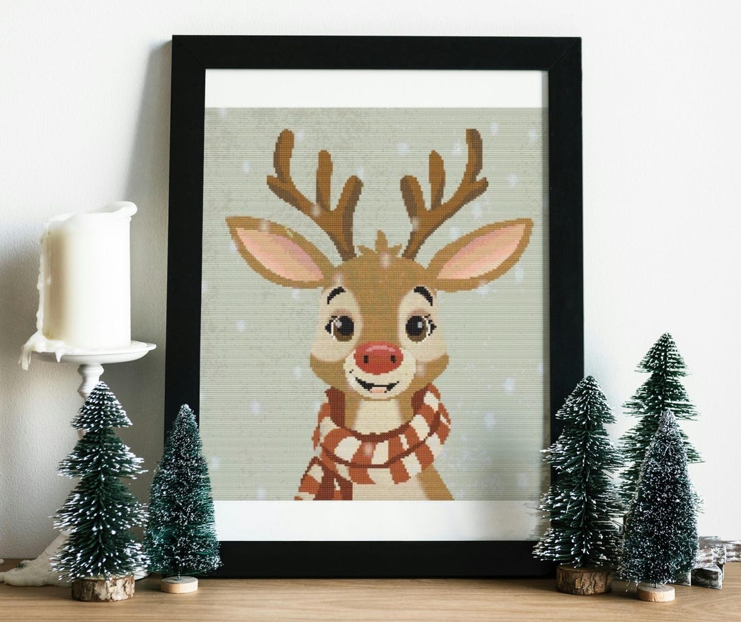 Christmas Gift, Reindeer Cross Stitch Pattern PDF, Holiday Counted ...