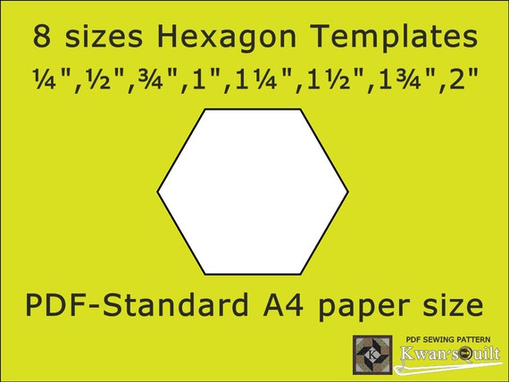 8 Sizes Hexagon Templates Standard A4 Instant Downloaded Etsy