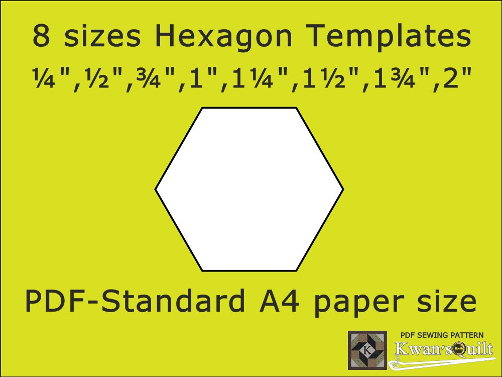8 Sizes Hexagon Templates Standard Instant Downloaded Etsy