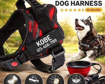 Personalized No Pull Dog Harness with Name, Phone Number, Reflective Safety, Escape Proof