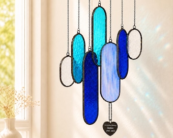 Personalized Memorial Wind Chime, Stained Glass Suncatcher, Sympathy Gift for Loss of Loved One, Remembrance Gift