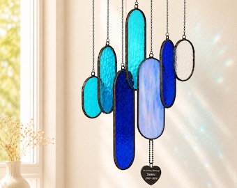 Gepersonaliseerde herdenkingswindgong, glas-in-lood suncatcher, sympathiecadeau voor verlies van geliefde, herdenkingscadeau