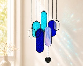 Personalized Memorial Wind Chime, Stained Glass Suncatcher, Sympathy Gift for Loss of Loved One, Remembrance Gift