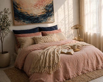 Elegancki, różowo-komfortowy zestaw poszewek na kołdrę premium