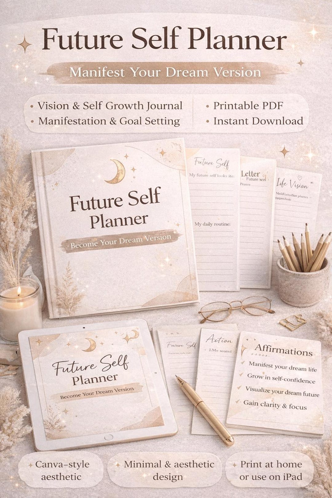 Future Self Planner Printable PDF | Self Growth Journal | Manifest Your ...