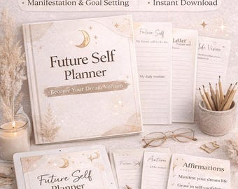 Planificador de tu futuro personal (PDF imprimible) / Diario de crecimiento personal / Manifiesta la vida de tus sueños / Descarga instantánea