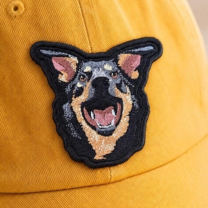 Custom Embroidered Patch,  Dog Cat Pet Portrait Keepsake, Iron-On Sew-On Hook & Loop Patch