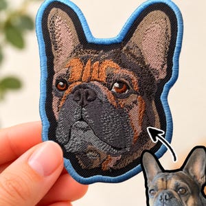 Custom Embroidery Patch Dog Pet Portrait Keepsake Iron-On Sew-On Hook & Loop Patch
