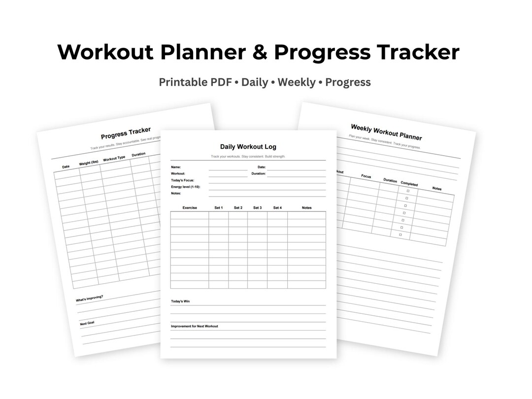 Simple Workout Log Printable PDF | Daily Weekly Fitness Tracker | Gym ...